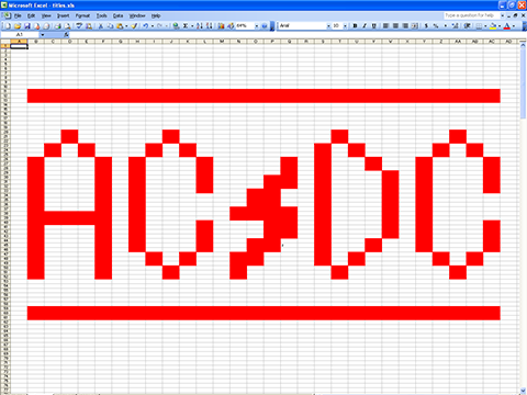 AC/DC music video in Excel.